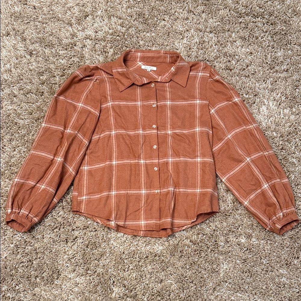 Z Supply Terracotta Plaid Top